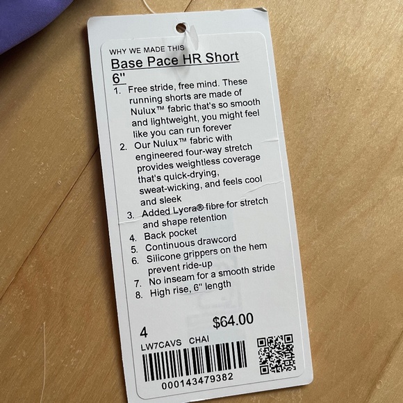 Lululemon base pace shorts 6” size 4 - Picture 4 of 5